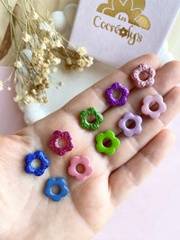 Pampilles FLORETTE métallisées, réversibles - boucles d’oreilles interchangeables