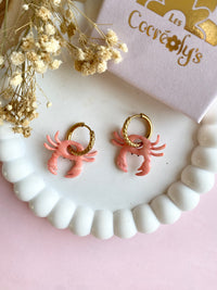 Pampilles PACO petit crabe strié corail - boucles d’oreilles interchangeables