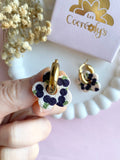 Pampilles FLORALIE réversibles écru cerises noires (couleur prune) - boucles d’oreilles interchangeables