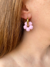 Pampilles THAÏS rose doux ou jaune soleil - boucles d’oreilles interchangeables