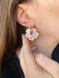 Pampilles ODINA rouge cerise ou vanille éclats rouge rose - boucles d’oreilles interchangeables