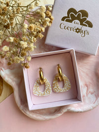 Pampilles AMBRE doré ou blanc éclats dorés - boucles d’oreilles interchangeables