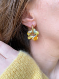 Pampilles FLORALIE marbré marron, jaune - boucles d’oreilles interchangeables