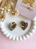 Pampilles ASTRID strié rose, bleu, vert - boucles d’oreilles interchangeables