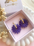 Pampilles APPOLINE violine ou cassis - boucles d’oreilles interchangeables