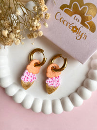 Pampilles SÉLIA glace double boule fruits rouges abricot - boucles d’oreilles interchangeables