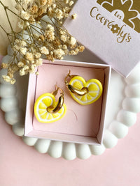 Pampilles ALYA réversibles citron jaune - boucles d’oreilles interchangeables