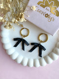Pampilles BONNIE noeud effet ruban noir intense - boucles d’oreilles interchangeables