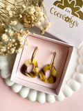 Pampilles AMBRE marbré marron, jaune - boucles d’oreilles interchangeables