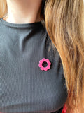 Pin's à lunettes - fleur rose tropical