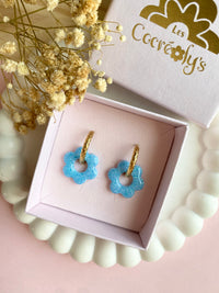 Pampilles MARIETTE rose ou bleu PAILLETÉES - boucles d’oreilles interchangeables
