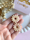 Pampilles APPOLINE rouge cerise ou vanille éclats rouge rose - boucles d’oreilles interchangeables