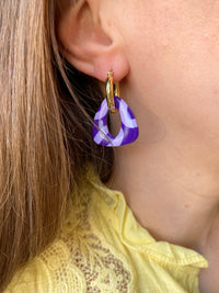 Pampilles AMBRE réversibles cassis motifs couleur lilas - boucles d’oreilles interchangeables