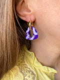 Pampilles AMBRE réversibles cassis motifs couleur lilas - boucles d’oreilles interchangeables