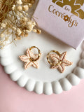 Pampilles DAPHNÉ étoile de mer beige et cuivré - boucles d’oreilles interchangeables
