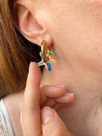 Pampilles MONA petite étoile de mer réversibles couleurs fluo et bleu - boucles d’oreilles interchangeables