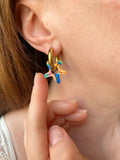 Pampilles MONA petite étoile de mer réversibles couleurs fluo et bleu - boucles d’oreilles interchangeables