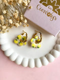 Pampilles FLORALIE réversibles écru citrons - boucles d’oreilles interchangeables