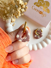 Pampilles AMBRE réversibles nude à pois beige - boucles d’oreilles interchangeables