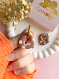 Pampilles AMBRE réversibles nude à pois beige - boucles d’oreilles interchangeables