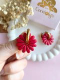 Pampilles APPOLINE rouge cerise ou vanille éclats rouge rose - boucles d’oreilles interchangeables