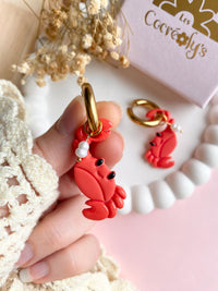 Pampilles PACO petit crabe pince en haut + pampilles perle d'eau douce - boucles d’oreilles interchangeables