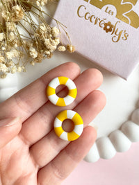 Pampilles MAËLLE petite bouée jaune mangue ou caramel - boucles d’oreilles interchangeables