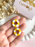 Pampilles MAËLLE petite bouée jaune mangue ou caramel - boucles d’oreilles interchangeables