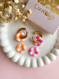 Pampilles MAËLLE petite bouée rose fluo ou orange fluo - boucles d’oreilles interchangeables