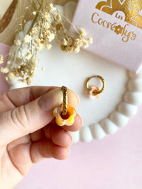 Pampilles FLORETTE marbré aux jolis tons chauds - boucles d’oreilles interchangeables