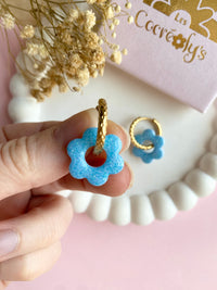 Pampilles MARIETTE rose ou bleu PAILLETÉES - boucles d’oreilles interchangeables