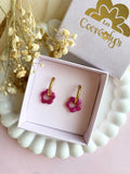 Pampilles FLORETTE métallisées, réversibles - boucles d’oreilles interchangeables