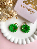 Pampilles BAHLIA jaune mangue ou vert tropical - boucles d’oreilles interchangeables