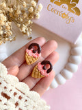 Pampilles SÉLIA petite glace pêche chocolat - boucles d’oreilles interchangeables