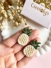 Pampilles ananas blanc doré SERENA - boucles d’oreilles interchangeables