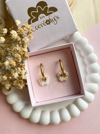 Pampilles FLORETTE doré ou blanche éclats dorés - boucles d’oreilles interchangeables