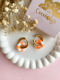 Pampilles MAËLLE petite bouée rose fluo ou orange fluo - boucles d’oreilles interchangeables
