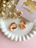 Pampilles MAËLLE petite bouée rose fluo ou orange fluo - boucles d’oreilles interchangeables