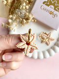 Pampilles DAPHNÉ étoile de mer beige et cuivré - boucles d’oreilles interchangeables