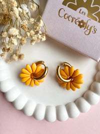 Pampilles APPOLINE rose doux ou jaune soleil - boucles d’oreilles interchangeables