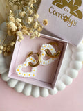 Pampilles ROSALIE COEUR blanc et jaune ou rouge et noir - boucles d’oreilles interchangeables