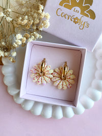 Pampilles APPOLINE rouge cerise ou vanille éclats rouge rose - boucles d’oreilles interchangeables