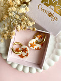 Pampilles INAYA beige effet sable chaud motifs étoiles de mer terracotta nacré - boucles d’oreilles interchangeables