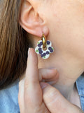 Pampilles FLORALIE réversibles écru cerises noires (couleur prune) - boucles d’oreilles interchangeables