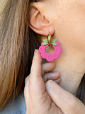 Pampilles SERENA framboise réversibles - boucles d’oreilles interchangeables