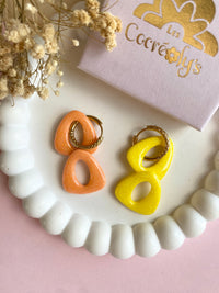 Pampilles AMBRE jaune ou abricot PAILLETÉES - boucles d’oreilles interchangeables
