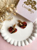 Pampilles INAYA marbré marron, rosé et framboise - boucles d’oreilles interchangeables