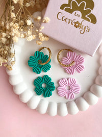Pampilles ODINA vert émeraude ou rose doux - boucles d’oreilles interchangeables