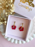 Pampilles FLORETTE rouge cerise ou rose doux - boucles d’oreilles interchangeables