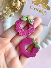 Pampilles SERENA framboise réversibles - boucles d’oreilles interchangeables